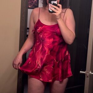 Victoria's Secret Pink Floral 100% Silk Chemise